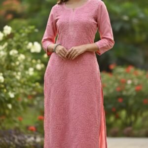 Chanderi sequence plazzo set.peach colour